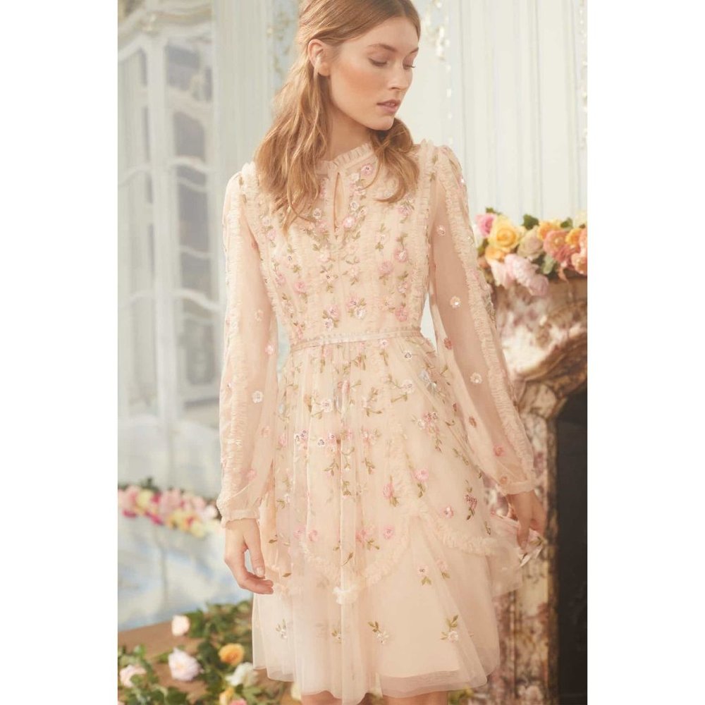 Needle & Thread | Wallflower Dress in Papaya Blush
